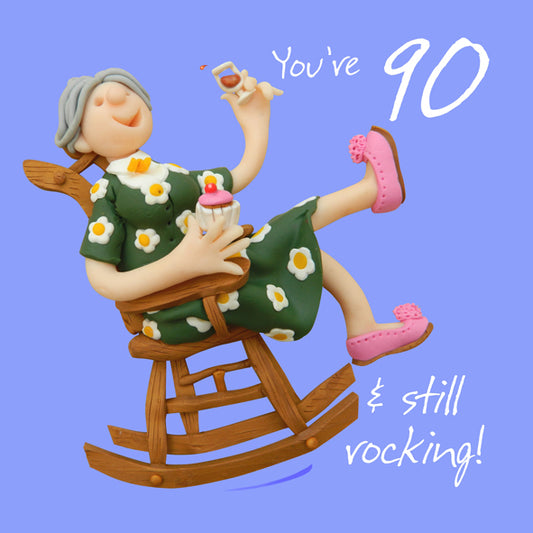 90th Birthday Card for Women, Rocking Chair Design