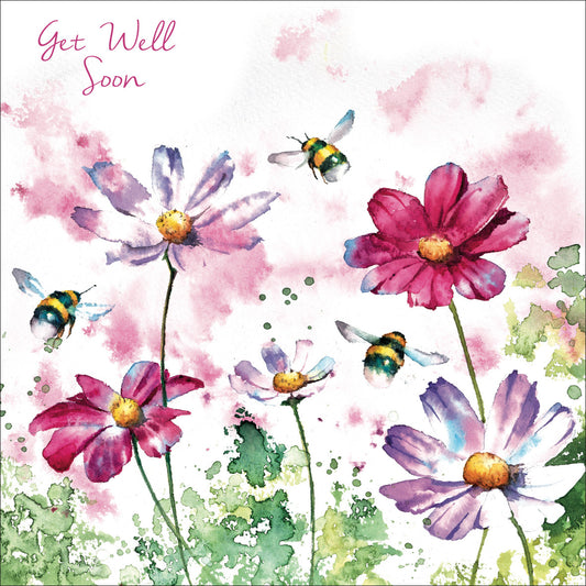 Bees and Cosmos Get Well Soon Card